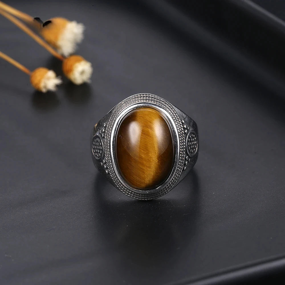 Natural Tiger Eye Ring for men