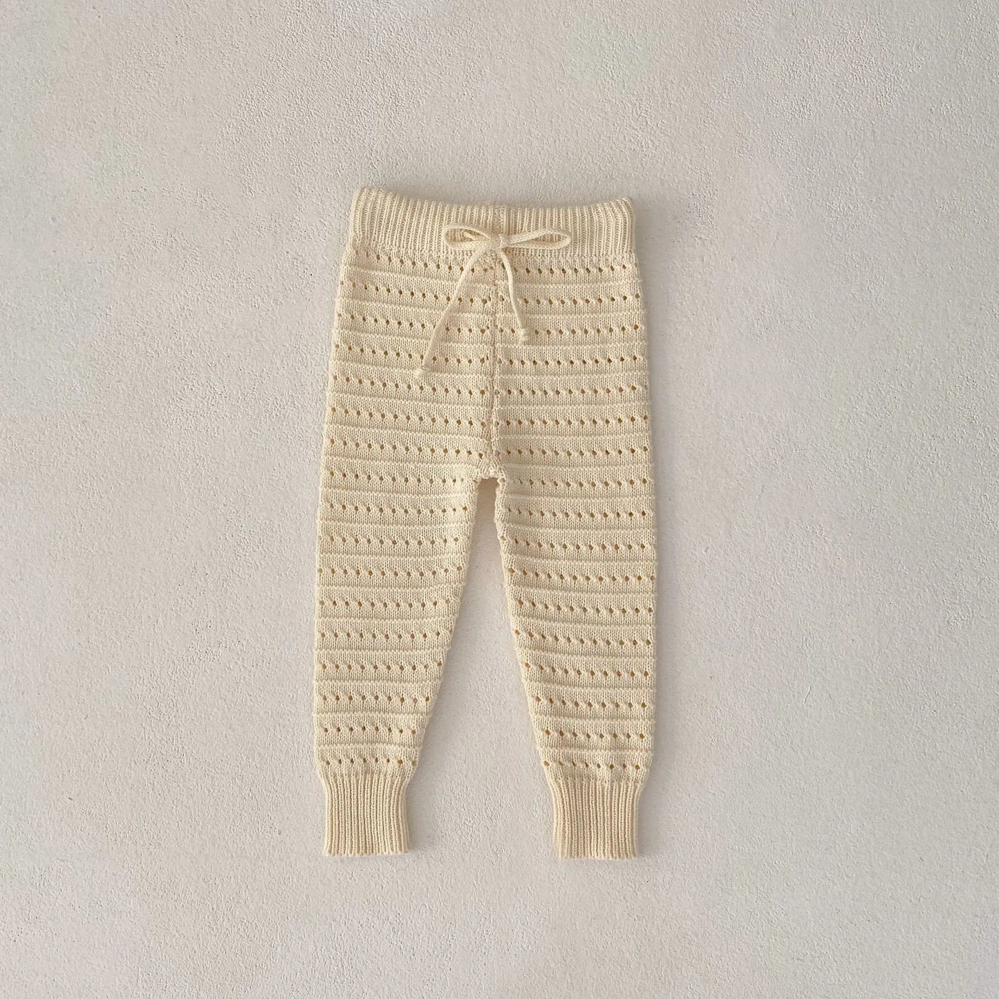 Spring and Autumn Clothing Net Red Baby Children's Boys and Girls' Cotton Hollow Knitted Coat+Knitted Pants 2-piece Set