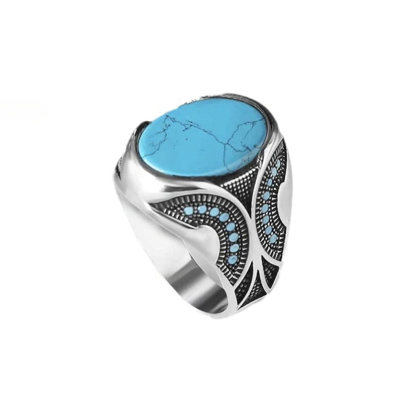 retro turquoise men's business ring