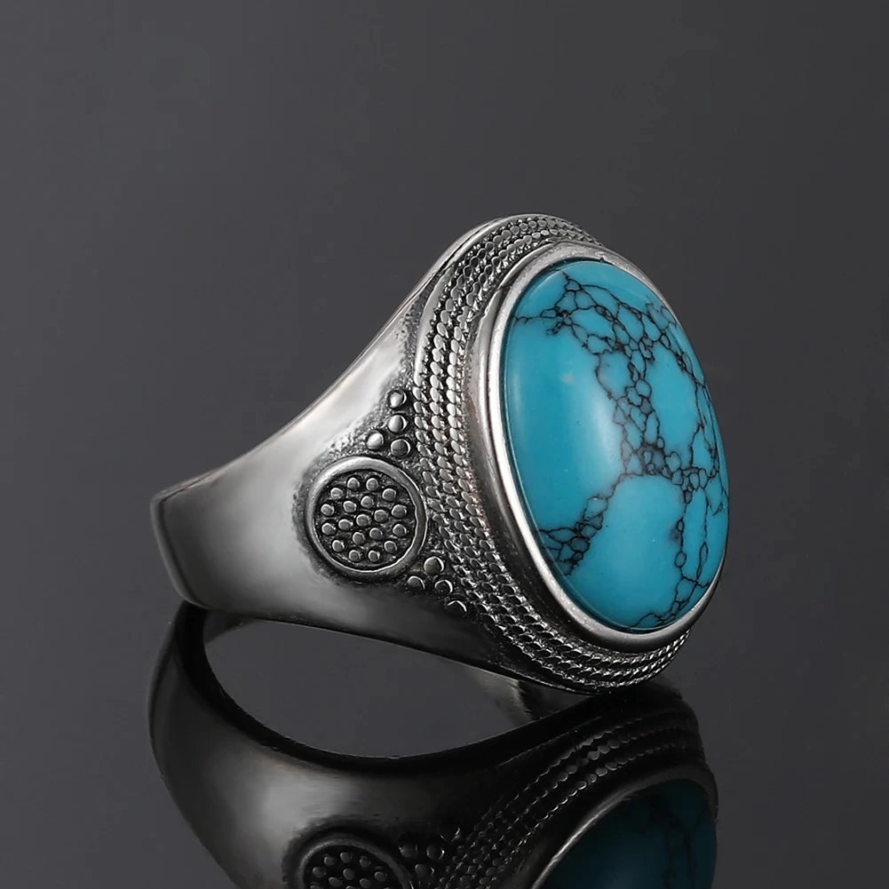 Oval Turquoise stone Ring for Men