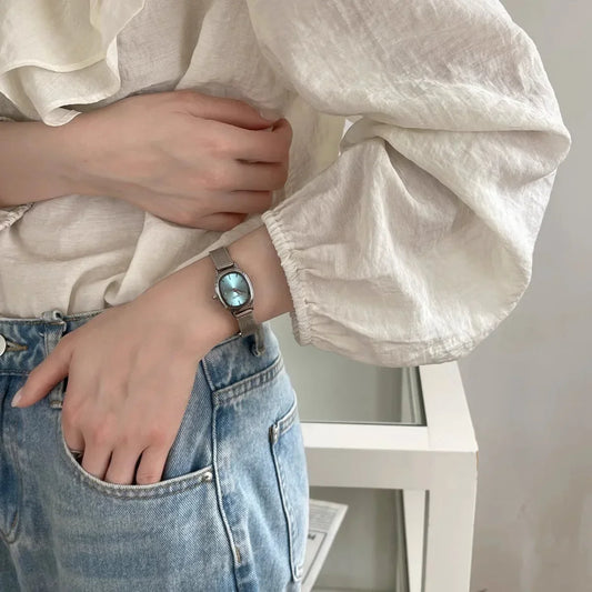 Simple Oval Green Watch