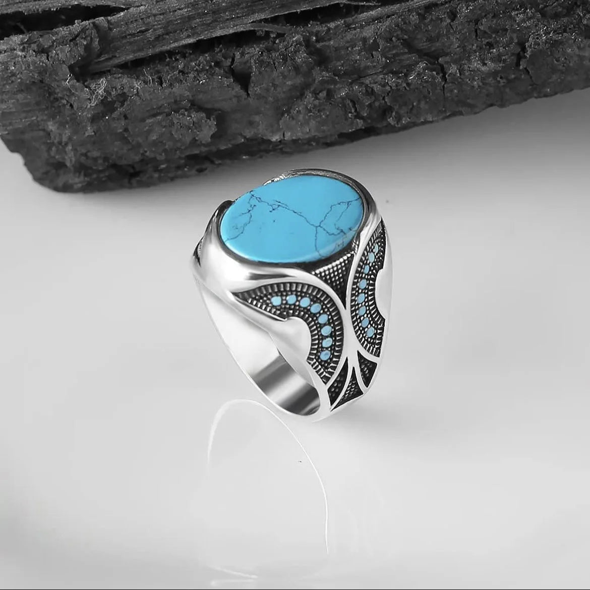 retro turquoise men's business ring