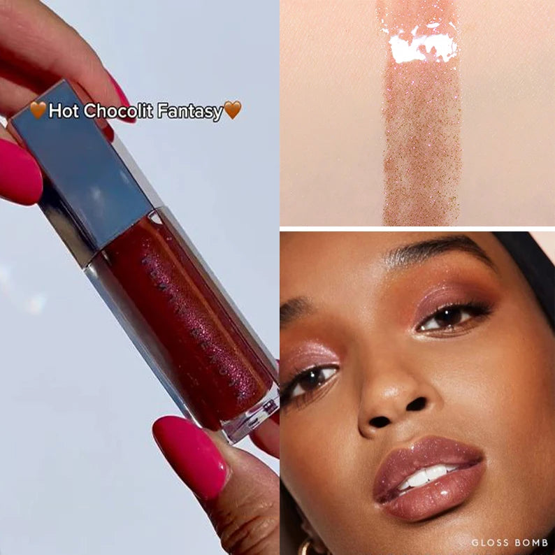 Gloss Bomb Non-Sticky Moisturizing Lip Gloss Plumping and Long-Lasting Glitter Liquid Lipstick