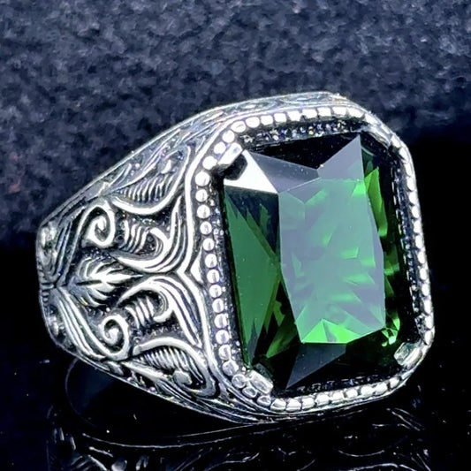Green Stone Men Ring