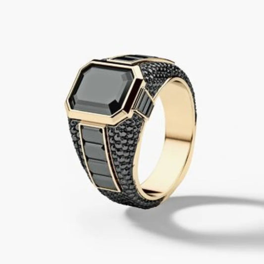 business alloy inlaid zircon ring for men