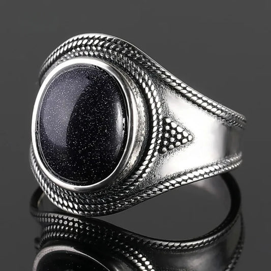 Vintage Sandstone Ring for Men