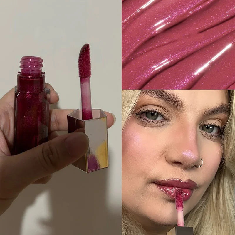 Gloss Bomb Non-Sticky Moisturizing Lip Gloss Plumping and Long-Lasting Glitter Liquid Lipstick